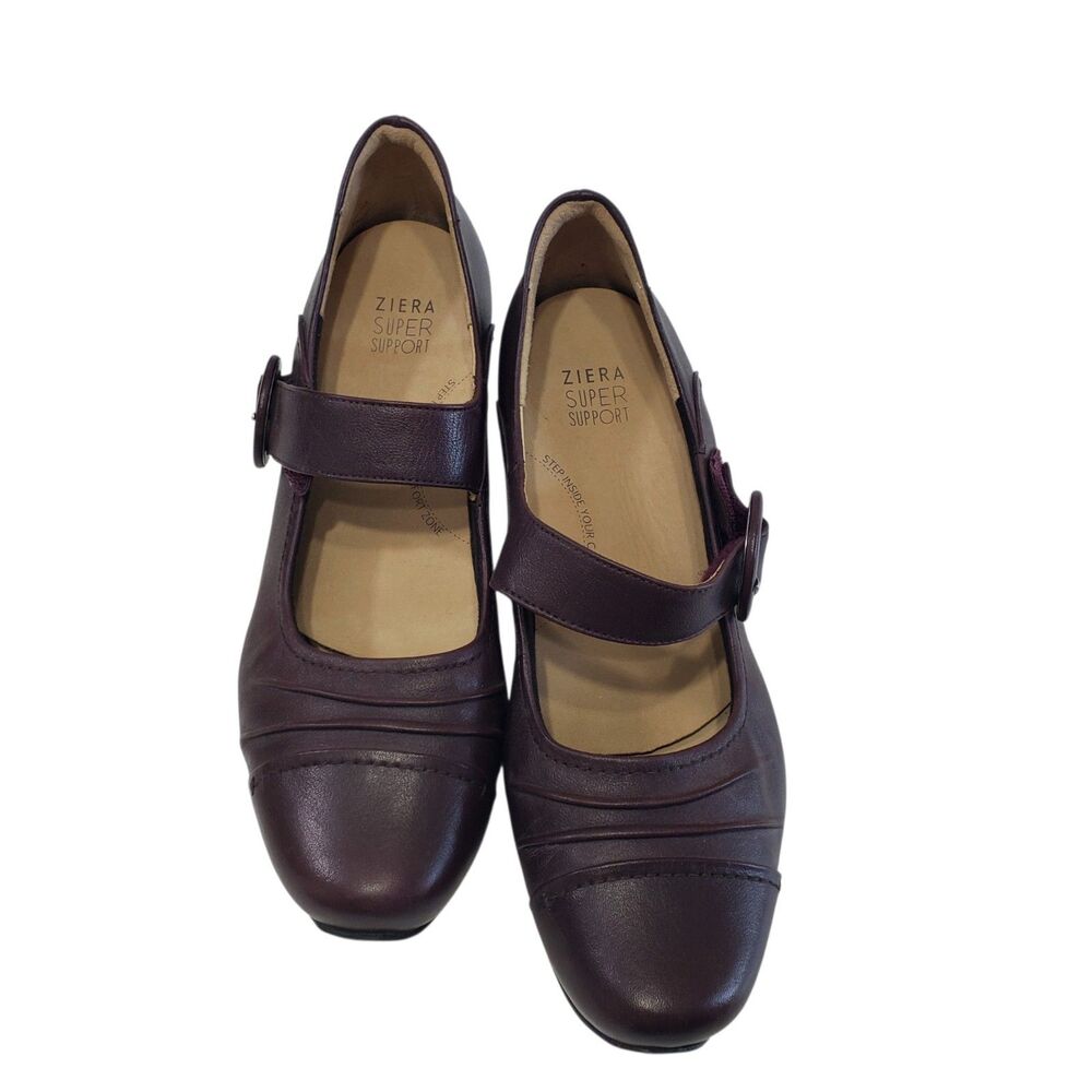 Ziera Claudia Super Support Women's Brown Leather Mary Janes, Size 42 W